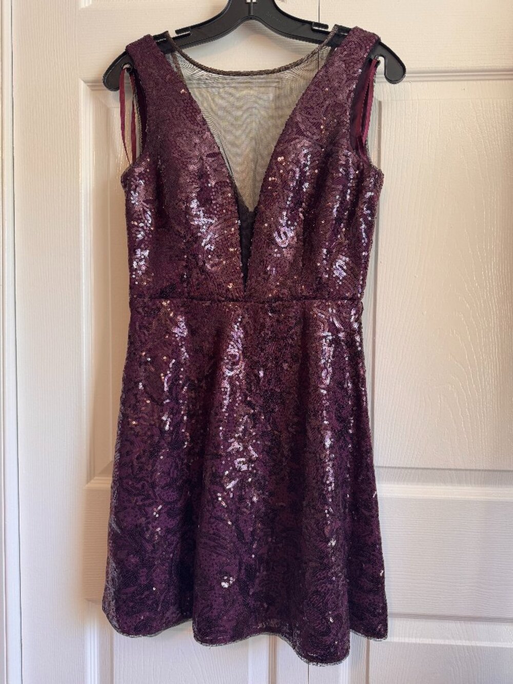 Purple Sequin Party Dress ✨ BCBGMaxAzria | Night Out Glam w/ Peek-A-Boo Plunge